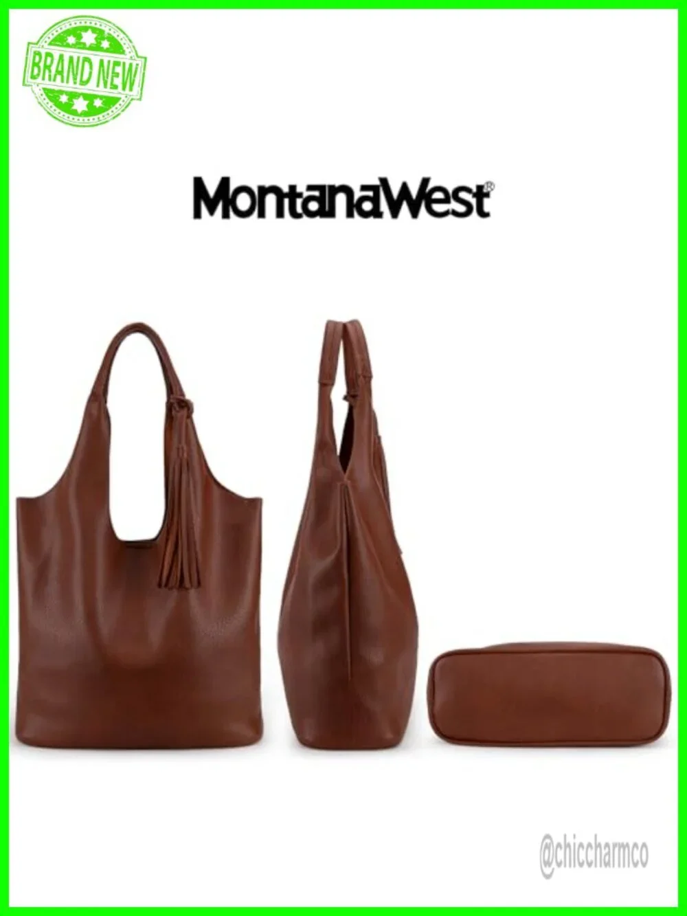 Slouchy Hobo Shoulder Bag with Tassel Vegan Leather Large Handbag